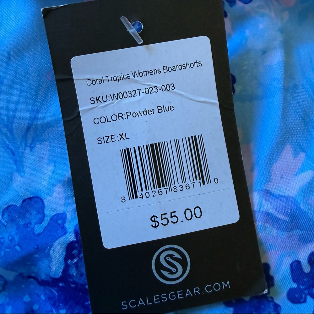 Scales Boardshorts Womens Size  XL Extra Large Shorts Coral Tropics Blue - Picture 6 of 9
